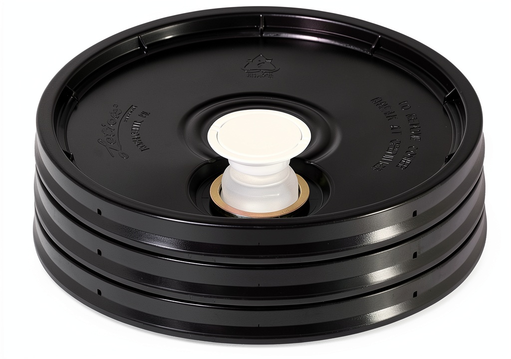 Meranti 5 gallon bucket lid with pouring spout on a standard bucket