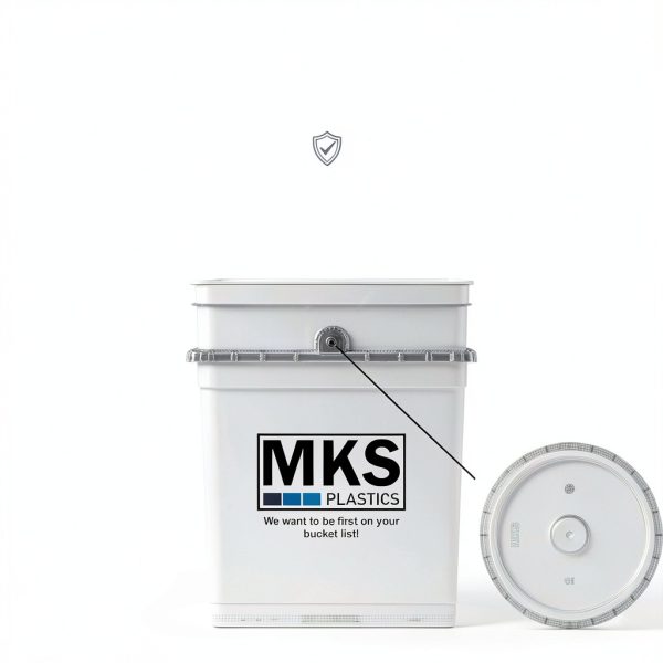 MKS Plastics 1 Gallon White Bucket Food Grade HDPE-1
