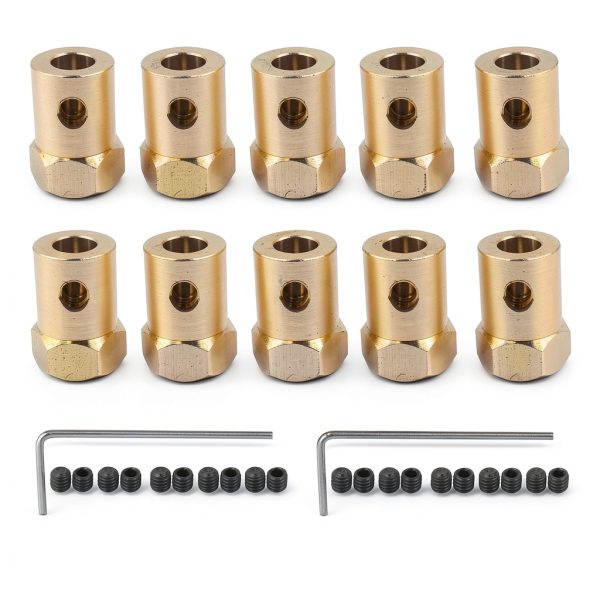 3.17mm Brass Hex Shaft Coupling daier Flexible Coupler for DC Motors-0